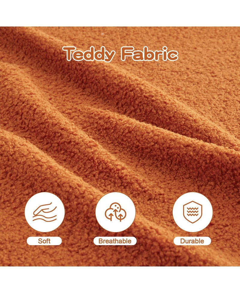 Streamdale Furniture Streamdale U-shaped Soft Teddy Fabric Boneless Sofa, No Assembly Required, Orange