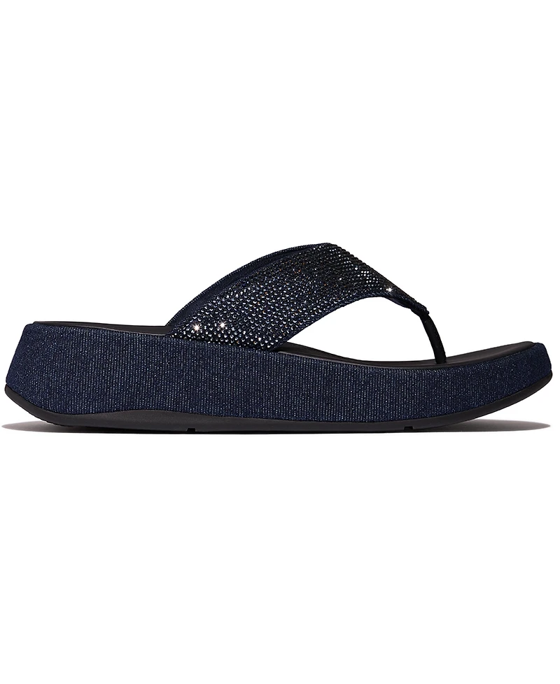 FitFlop Women's F-Mode Toe-Post Denim and Hotfix Slip-On Sandals