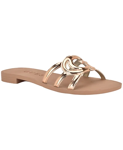 Guess Women's Elyho Logo Cutout Flat Jelly Sandals