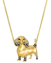 Le Vian Nude(0.14 ct. t.w.), Chocolate (0.11 ct. t.w.) & Blackberry (0.01 ct. t.w.) Diamond Dachshund Necklace in 14k Honey Gold