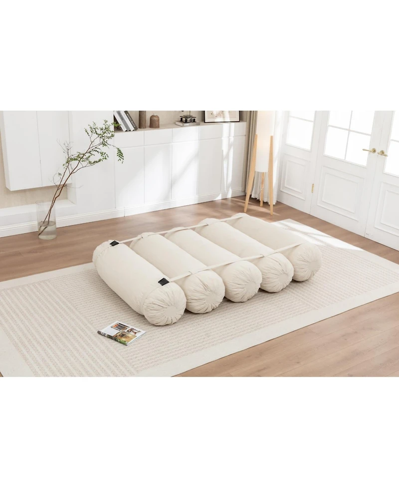 Streamdale Furniture Adjustable Corduroy Floor Sofa with Straps for Versatile Configurations