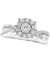 Macy's Diamond Halo Ring (7/8 ct. t.w.) in 10k White Gold