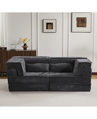 Streamdale Furniture Compression Sofa, Convertible Floor Sofa Bed, Modern Oversized Loveseat, Dark Grey