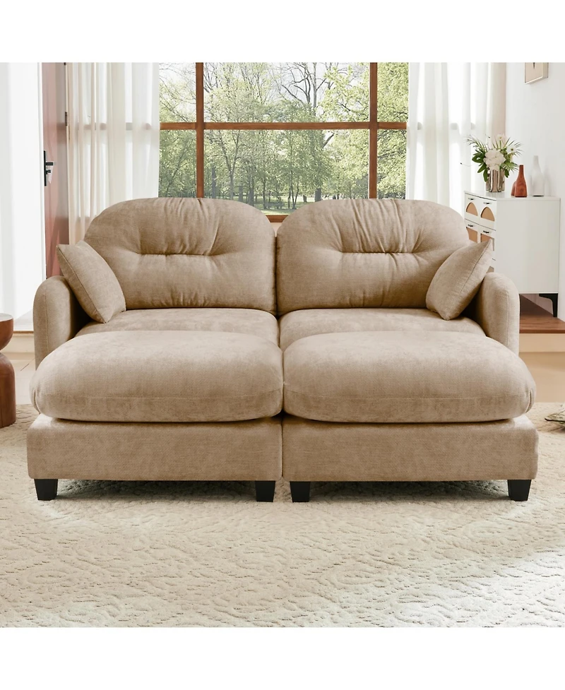 Streamdale Furniture Cloud Sectional Couch, Premium Chenille, Tufted Cushions, Camel