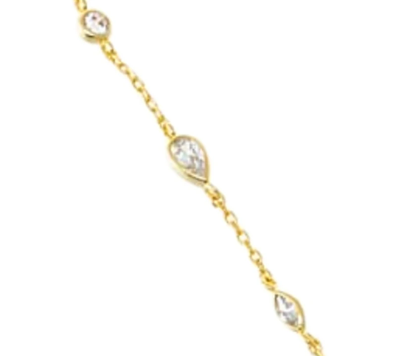 by Adina Eden Cubic Zirconia Gold Plated Bezel Multi Shape Hand Chain Bracelet