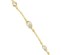 by Adina Eden Cubic Zirconia Gold Plated Bezel Multi Shape Hand Chain Bracelet