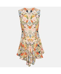 Pre-Owned Alexander Mcqueen Women's Multicolor Floral Print Crepe Tunic Top