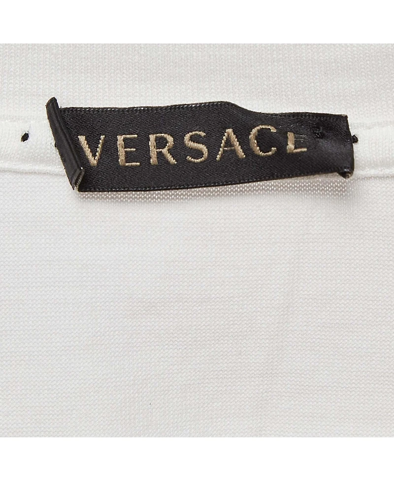Pre-Owned Versace Women's White Logo Print Cotton T-Shirt