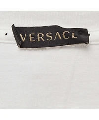 Pre-Owned Versace Women's White Logo Print Cotton T-Shirt