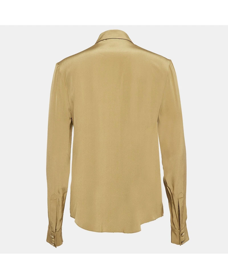 Pre-Owned Balmain Women's Green Silk Long Sleeve Shirt