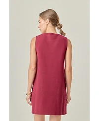 English Factory Women's Stitch Detail Knit Mini Dress Soft Stretch Fit