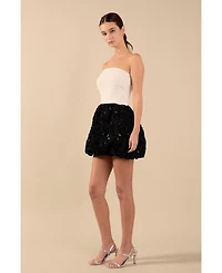 endless rose Women's Textured Strapless Voluminous Mini Dress