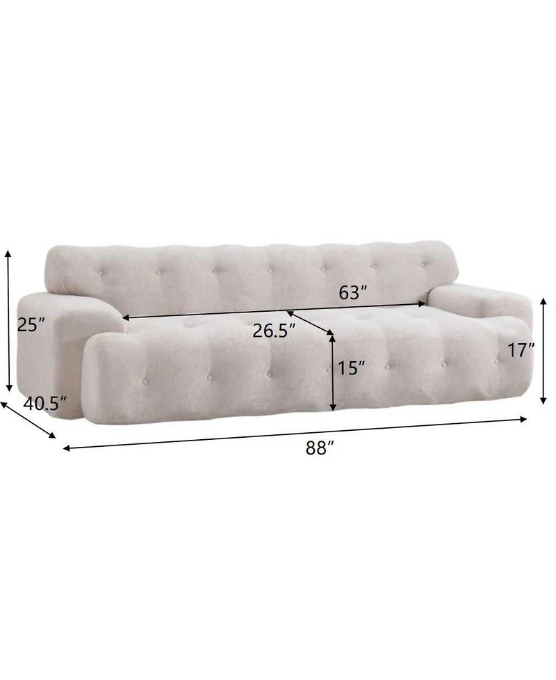 Streamdale Furniture 88" Cloud 3 Seater Boucle Sofa with Button Tufted Comfy Upholstered Couch, Nomad
