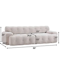 Streamdale Furniture 88" Cloud 3 Seater Boucle Sofa with Button Tufted Comfy Upholstered Couch, Nomad