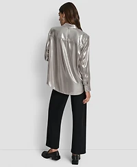 Dkny Jeans Women's Button Front Long-Sleeve Top