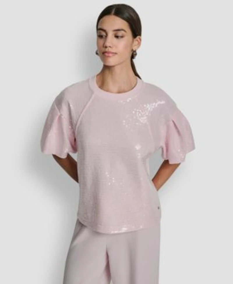 Dkny Jeans Womens Sequin Crew Neck Sweatshirt