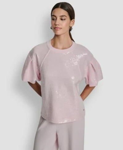 Dkny Jeans Womens Sequin Crew Neck Sweatshirt