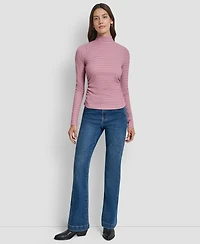 Dkny Jeans Women's Ripple Lace Mock Neck T-Shirt