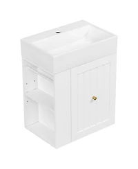 Casainc Bathroom Vanity with Ceramic Sink Storage Cabinet Drawer and Golden Handle