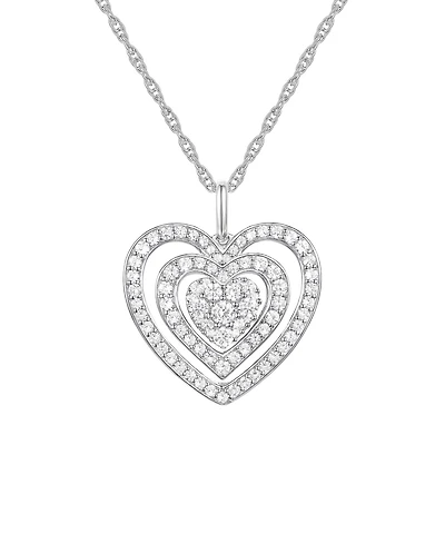Macy's Diamond (1/2 ct. t.w.) Heart Pendant Necklace in 10k White Gold