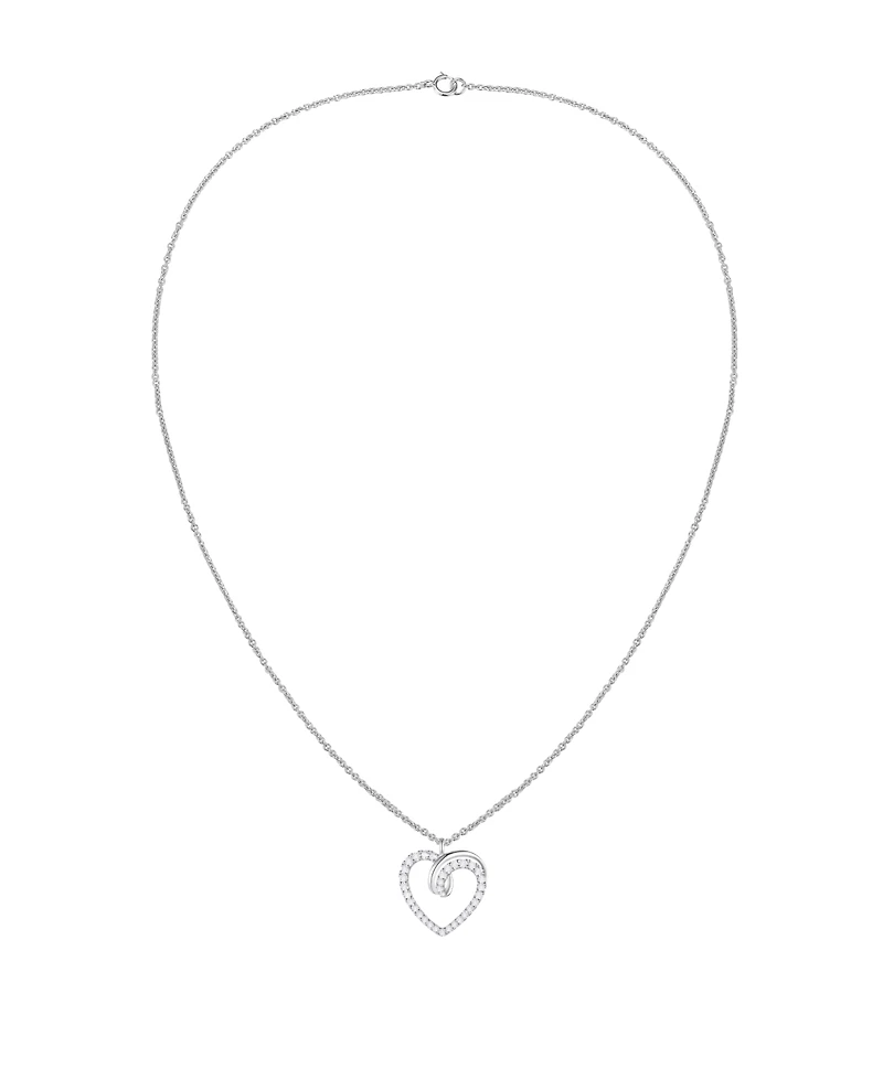 Macy's Diamond (1/3 ct. t.w.) Heart Pendant Necklace in 10k White Gold