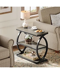Tribesigns End Table Set of 2, Narrow 3-Tier End Table for Living Room, Industrial Wooden Side Table