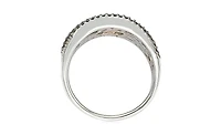Suzy Levian Sterling Silver Cubic Zirconia Pave White & Black Wrap Ring