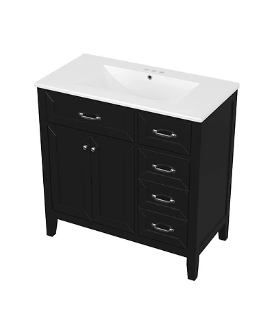 Casainc 36" Bathroom Vanity with Sink Combo, Cabinet with Drawers, Solid Frame and Mdf Board