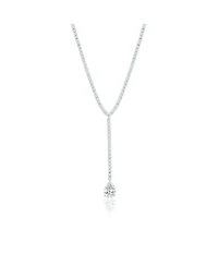 Suzy Levian New York Gala Collection Sterling Silver Pear-Cut Cubic Zirconia Drop Lariat Tennis Necklace