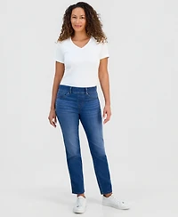 Style & Co Petite High-Rise Pull-On Straight-Leg Jeans, Macy's Exclusive