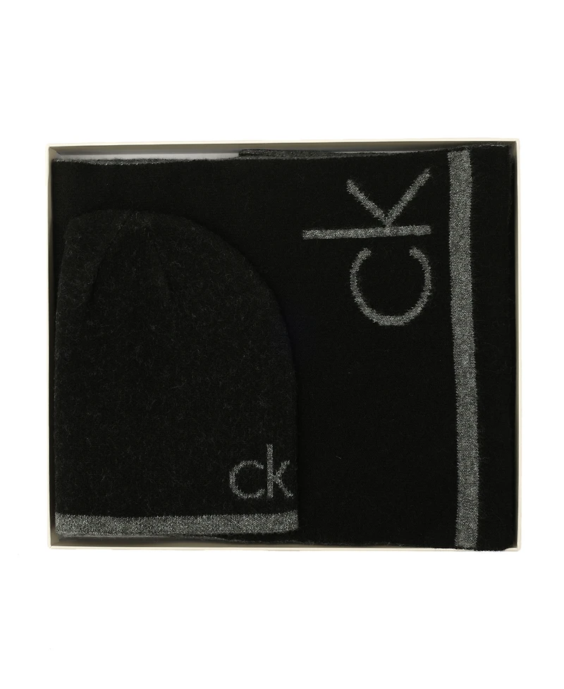 Calvin Klein Men's 2-Piece Fuzzy Scarf and Hat Set