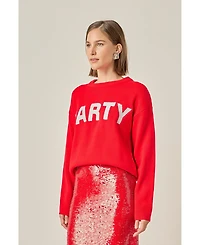 English Factory Women's Glitter Lettering Sweater