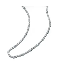 White Gold Plated Clear or Blue Sparkling Cubic Zirconia Tennis Chain Necklace