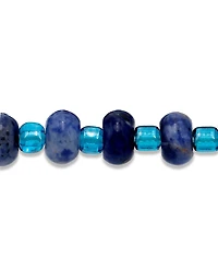 Macy's Sodalite Rondelle Beads and Dolphin Drop Beaded Gold Plated Stretch Bracelet