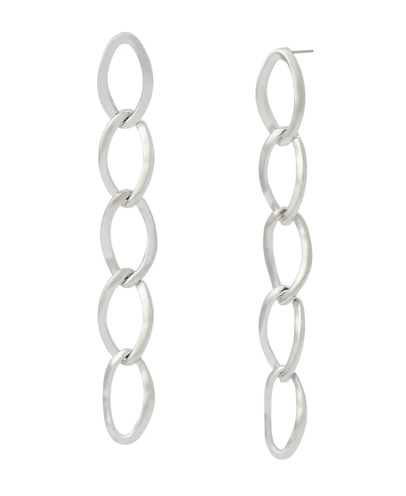 Robert Lee Morris Soho Silver Oval Link Linear Earrings