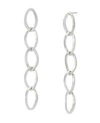 Robert Lee Morris Soho Silver Oval Link Linear Earrings