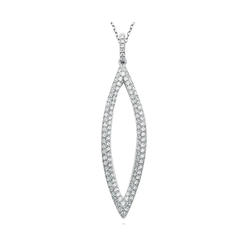 Suzy Levian New York Sterling Silver Pave Cubic Zirconia Open Marquise Drop Pendant