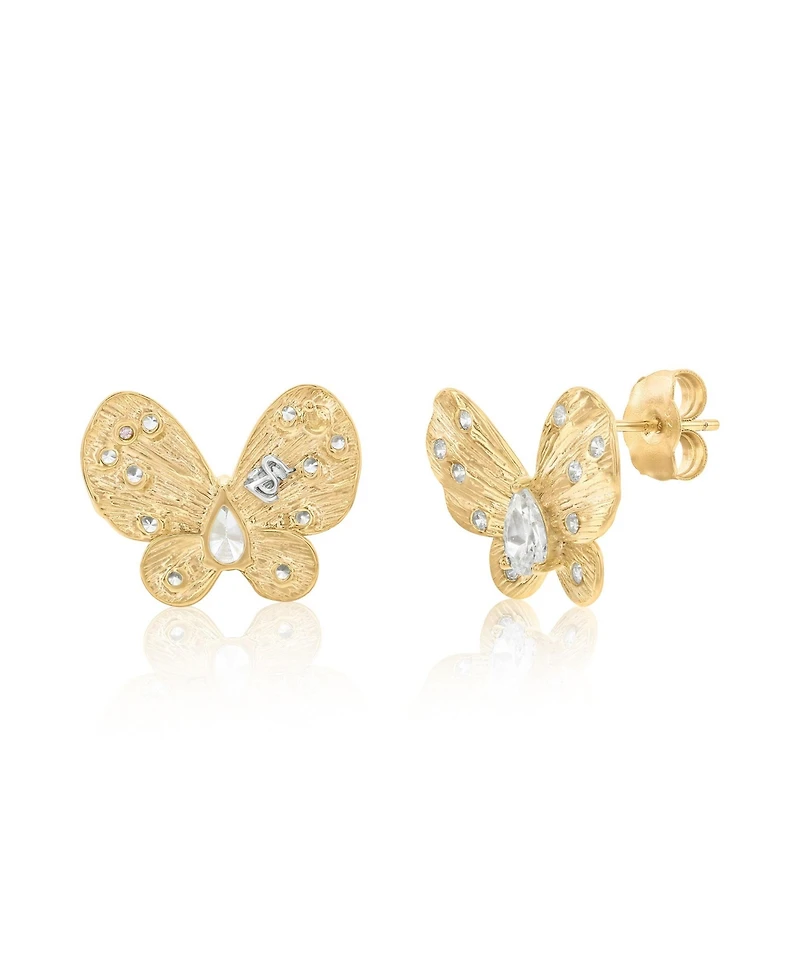 Suzy Levian New York Sterling Silver Cubic Zirconia Large Butterfly Drop Stud Earrings