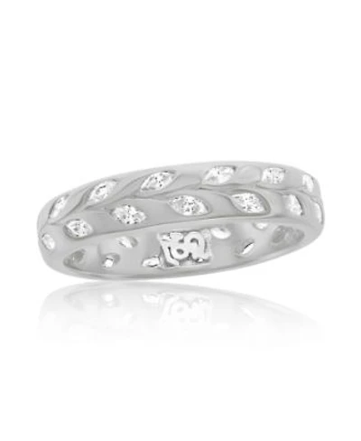 Suzy Levian Sterling Silver Marquise Cubic Zirconia Botanical Leaf Eternity Band Ring