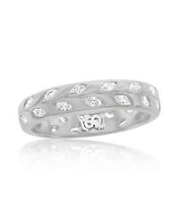Suzy Levian Sterling Silver Marquise Cubic Zirconia Botanical Leaf Eternity Band Ring