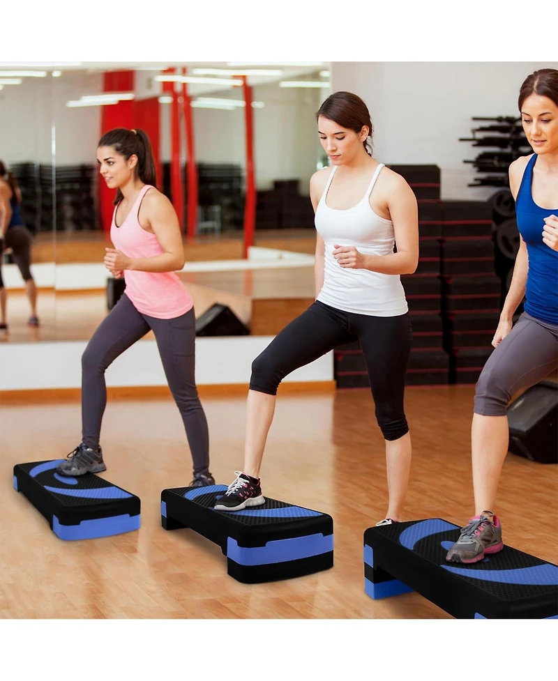 BalanceFrom Fitness Adjustable Workout Aerobic Step Platform Trainer w/ Raisers