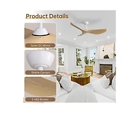 Sofucor 52-Inch Modern Lightweight White Ceiling Fan with Remote Control and 3 Blades