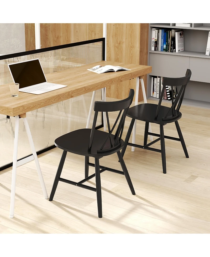 Costway Dining Chairs Farmhouse Kitchen Chair with Rubber Wood Frame