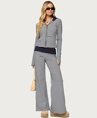 Edikted Womens Meggy Striped Fold Over Pants