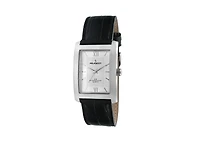 Peugeot Men's 30X40mm Silver Tank Shape Watch with Black Strap