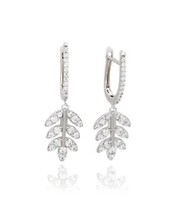 Suzy Levian Sterling Silver Cubic Zirconia Feather Dangle Earrings