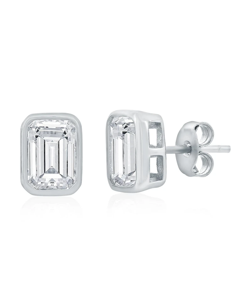 Sterling Silver, 3-Pair Multi-Shaped Cz Studs