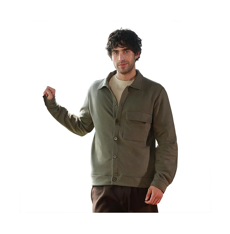 Campus Sutra Men's Dark Olive Utility-Knit Jacket