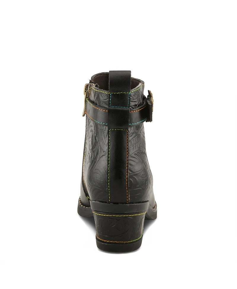L`Artiste Women's Leather Ankle Boot, With Zipper Closure, Cushioned Insole, Faux Fur Lining