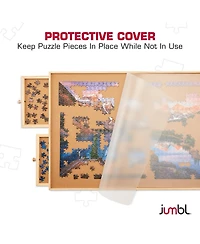 Jumbl 1000-Piece Puzzle Board with Drawers, Foldable Legs & Cover - Wooden Jigsaw Puzzle Table